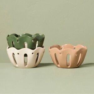 Set of 3 Stoneware Wavy Edge Berry Serving Bowls - Hearth & Hand™ with Magnolia